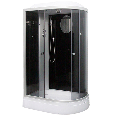 Душ в попе Душ.кабина HD-KU12080VBL2 120x80х215 без г/м, черн.зад.стекла,  тон.перед.стекла, выс.под.без электр.